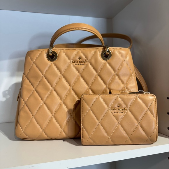 Kate Spade Camel Quilted Satchel and matching wallet - Picture 5 of 5